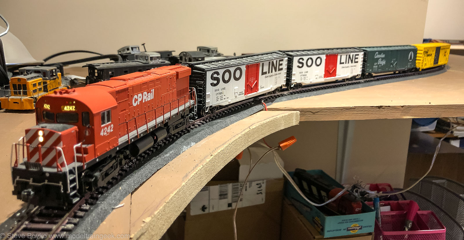 Model train on a curve