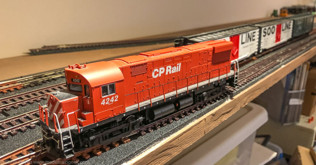 Red model locomotive