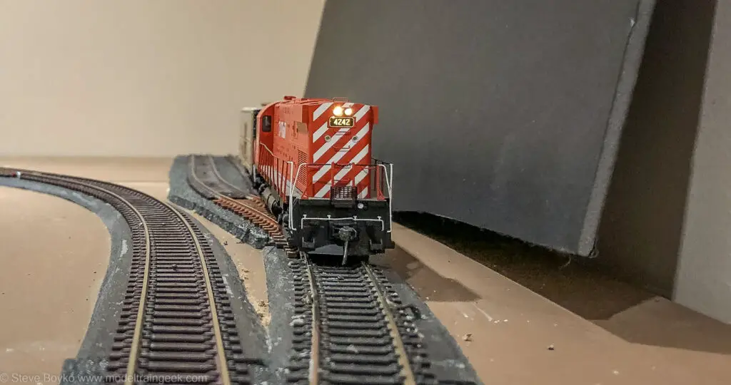Model railway locomotive and track